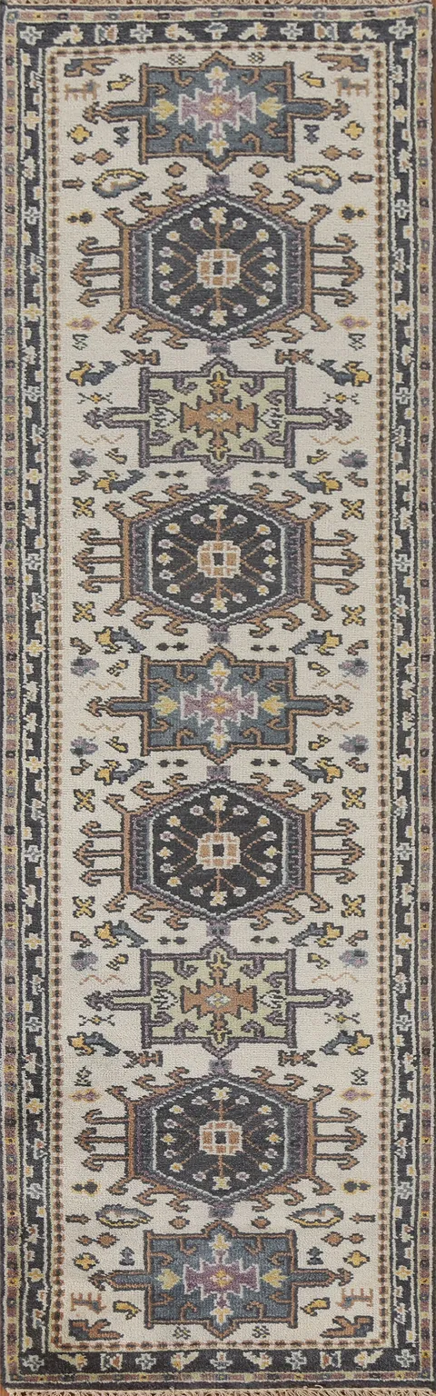 Geometric Heriz Serapi Wool Runner Rug 3x10