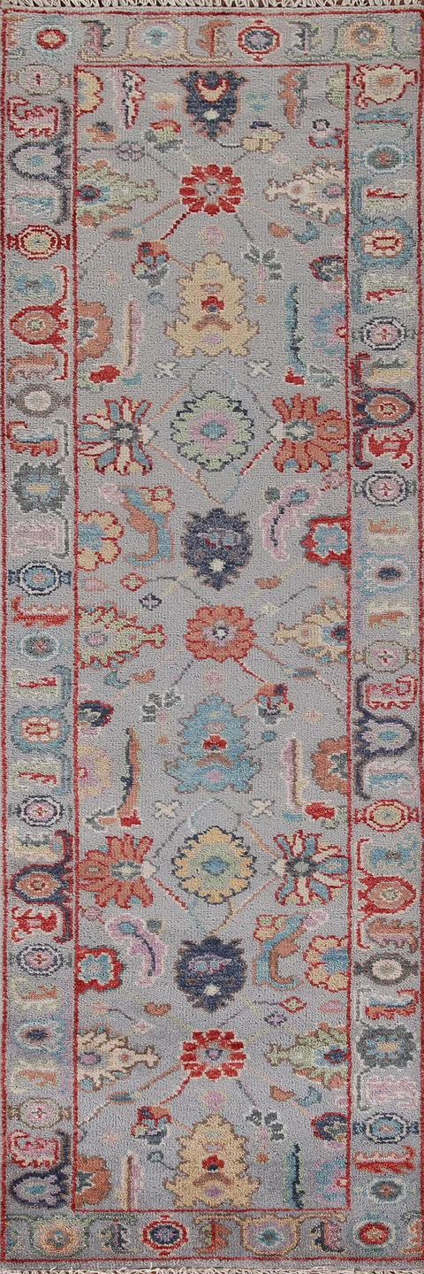 All-Over Floral Oushak Indian Runner Rug 3x10