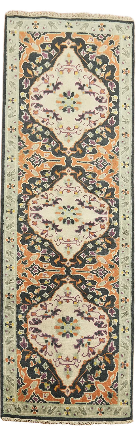 Handmade Heriz Serapi Indian Runner Rug 3x8