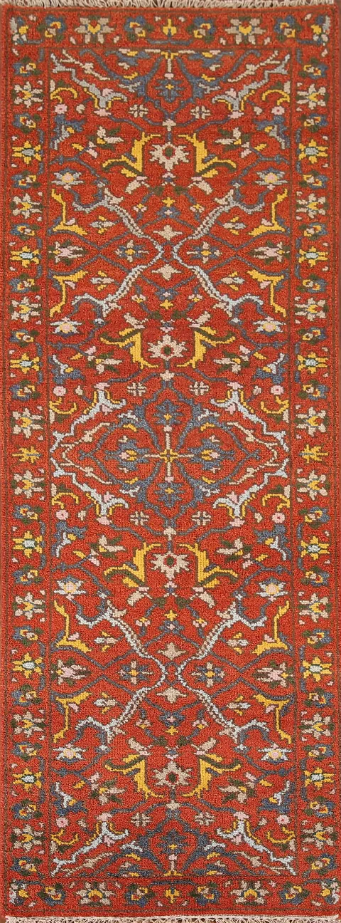 All-Over Heriz Serapi Indian Runner Rug 3x8