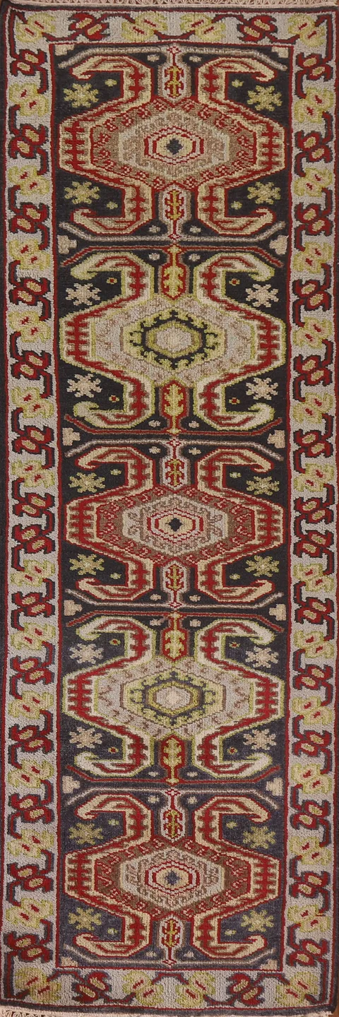 Geometric Heriz Serapi Indian Runner Rug 3x10