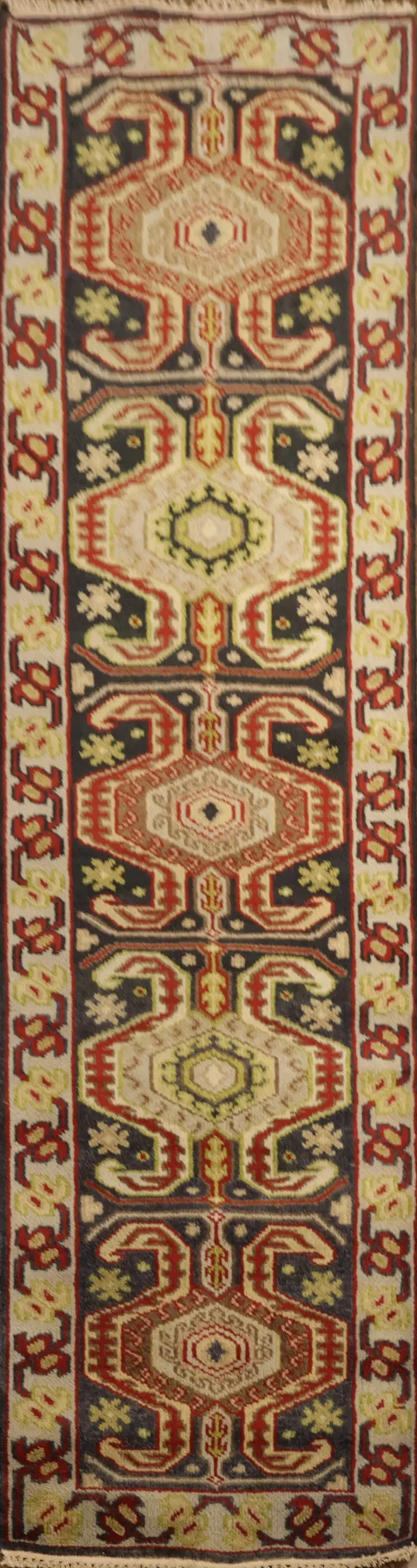 Geometric Heriz Serapi Indian Runner Rug 3x10
