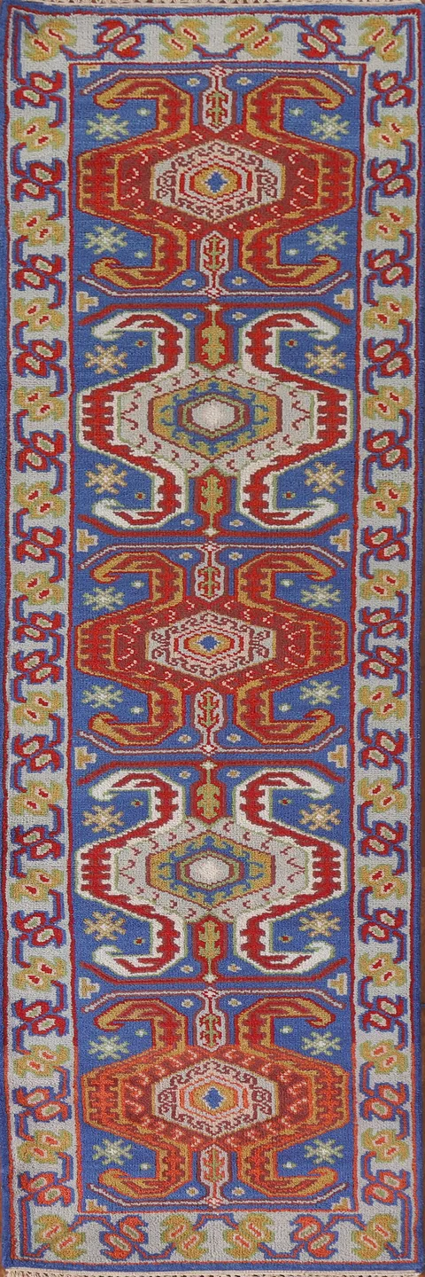Blue Heriz Serapi Indian Runner Rug 3x10