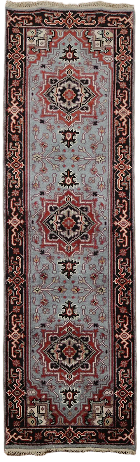 Geometric Heriz Serapi Indian Runner Rug 3x8
