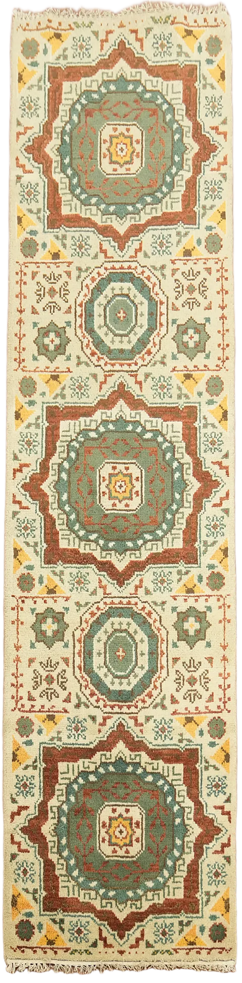 Geometric Kazak Indian Runner Rug 3x8