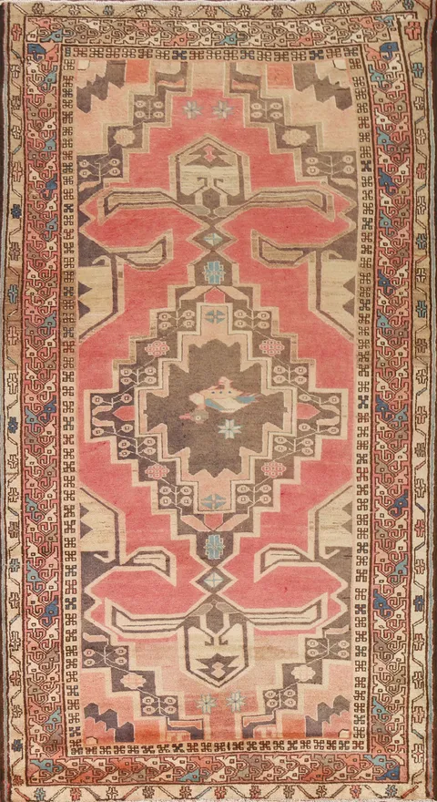 Pink Geometric Ardebil Persian Rug 5x10