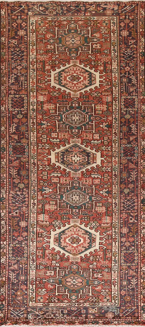 Vegetable Dye Gharajeh Persian Runner Rug 4x9
