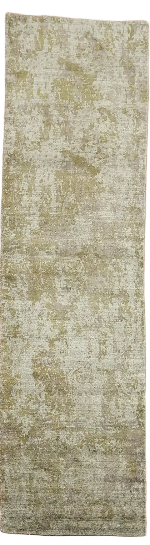 Distressed Pattern Green and Grey Long Runner for Contemporary Interiors 3'x12'