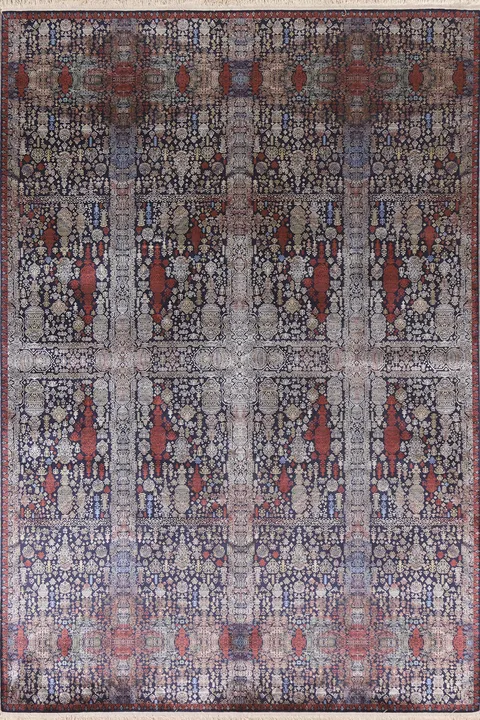 Floral Navy Blue Tabriz Living Room Rug 6x9