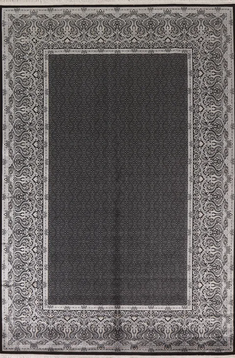 Black Traditional Qum Living Room Rug 6x9