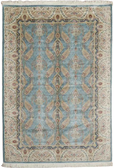Gray Floral Qum Traditional Area Rug 6x9