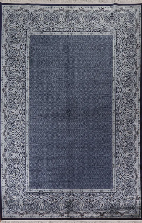 Traditional Blue Qum Turkish Area Rug 6x10