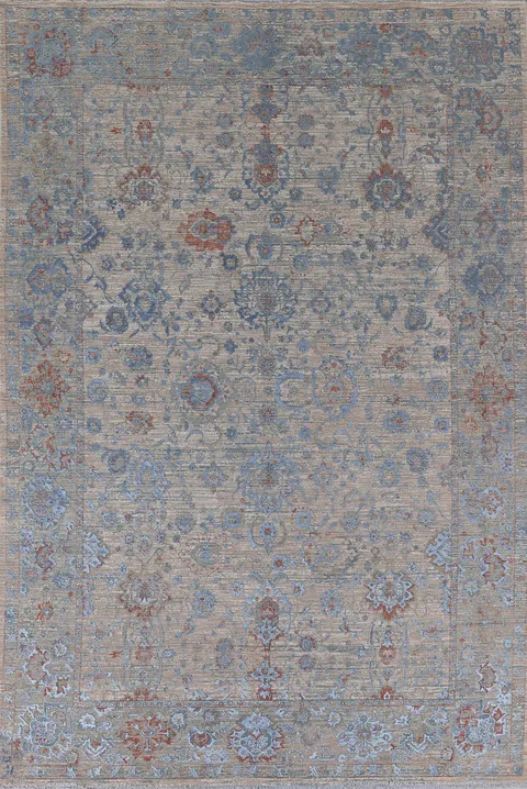 Floral Modern Tabriz Carved Area Rug 6x9