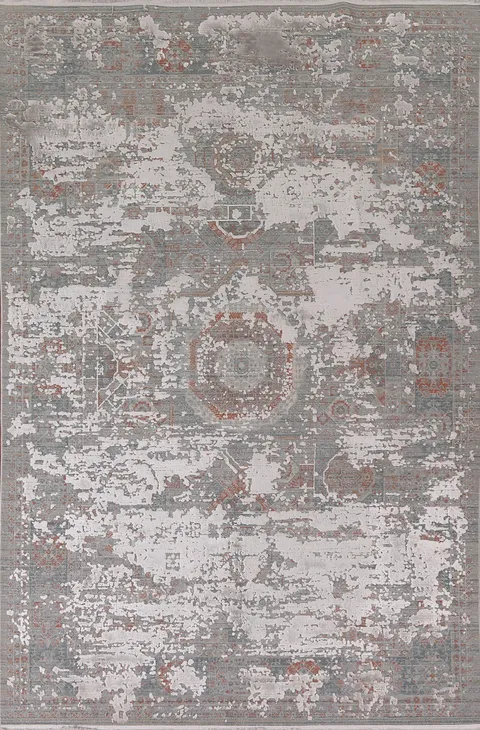 Gray & Ivory Mamluk Carved Area Rug 6x9