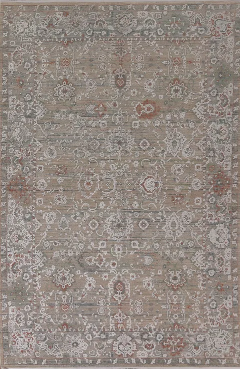 Traditional Floral Tabriz Carved Area Rug 6x9