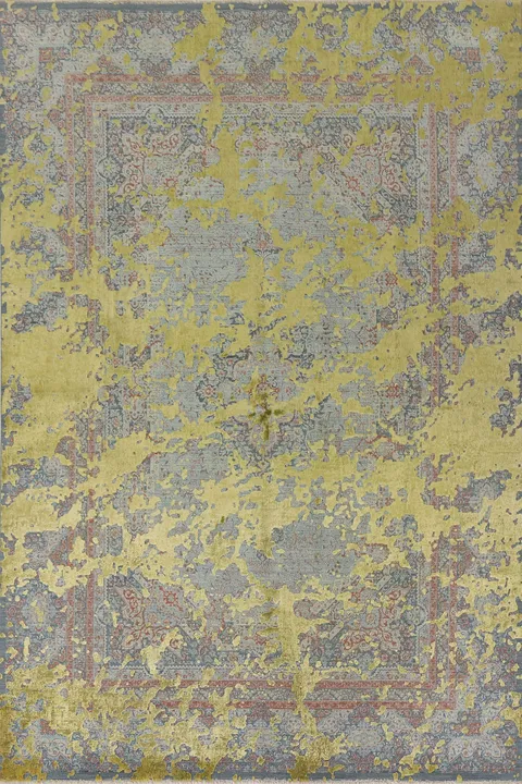 Green Modern Heriz Carved Area Rug 7x10