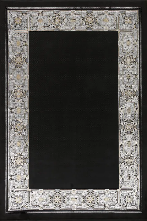 Traditional Black Tabriz Oriental Area Rug 7x10