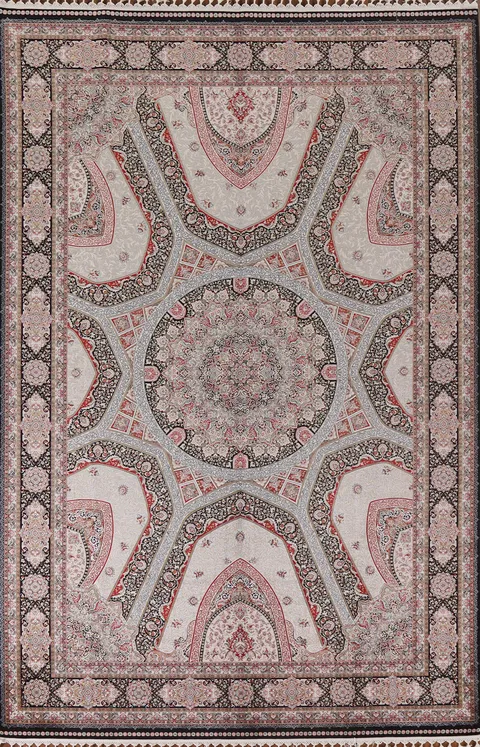 Black/ Ivory Qum Traditional Area Rug 7x10