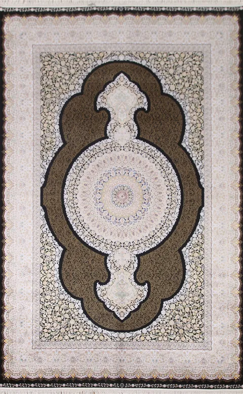 Black Qum Traditional Area Rug 6x10