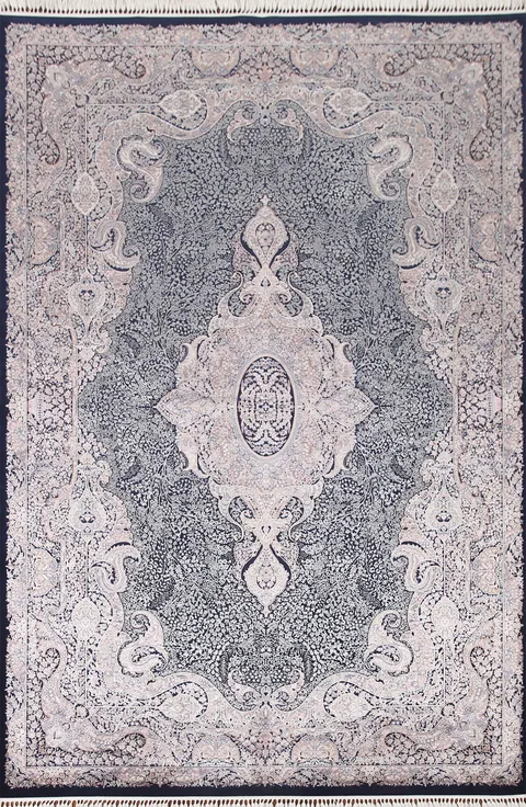Victorian Style Blue Qum Turkish Area Rug 7x10
