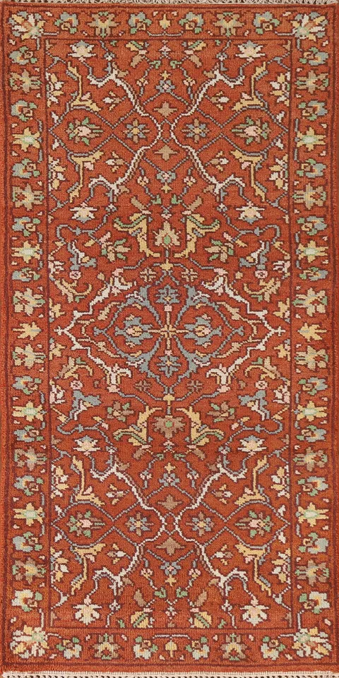 Orange Heriz Serapi Indian Wool Rug 3x6