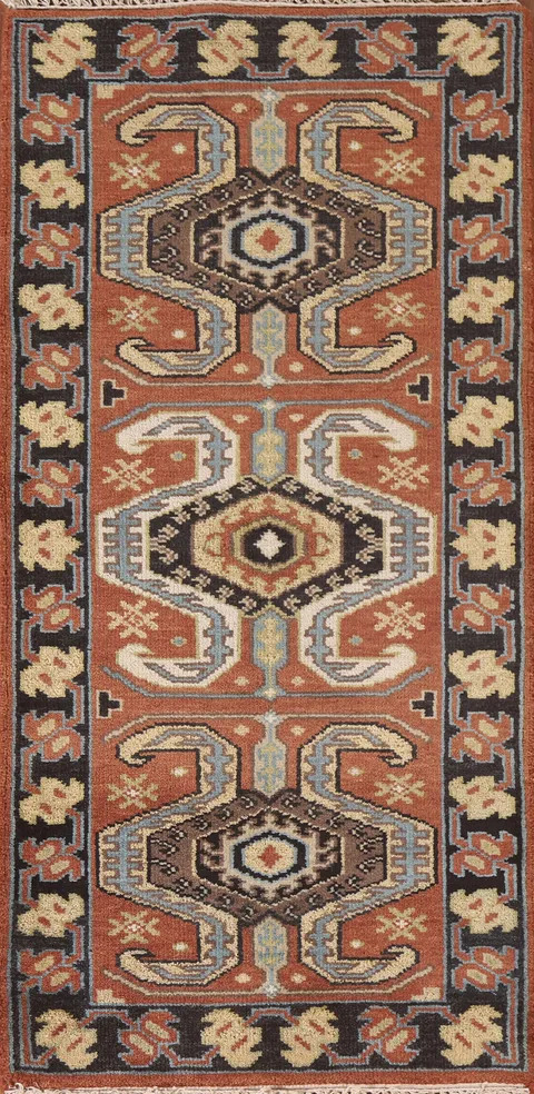 Orange Heriz Serapi Indian Accent Rug 3x6