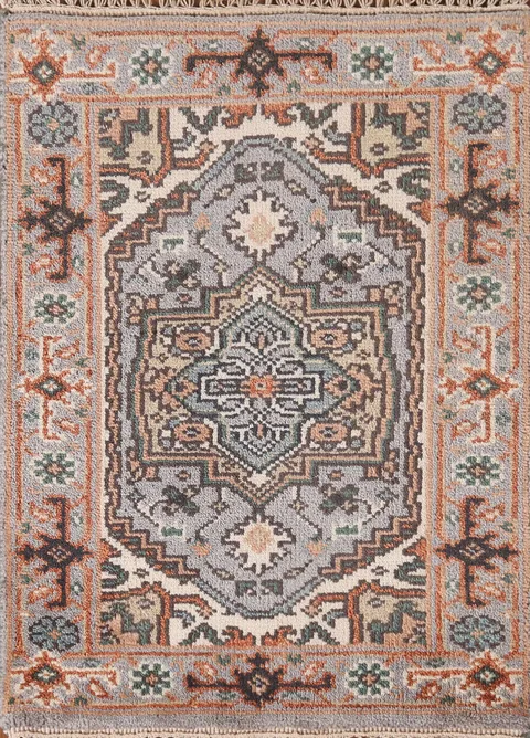 Geometric Heriz Serapi Indian Wool Rug 2x3