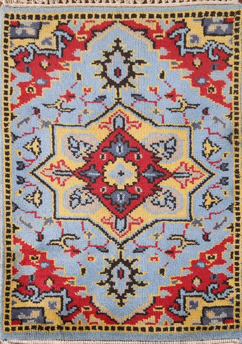 Light Blue Kazak Oriental Rug 2x3