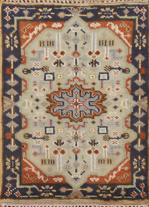 Geometric Heriz Serapi Indian Wool Rug 2x3