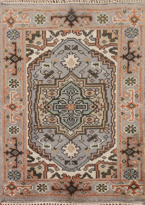 Gray Wool Heriz Serapi Oriental Rug 2x3