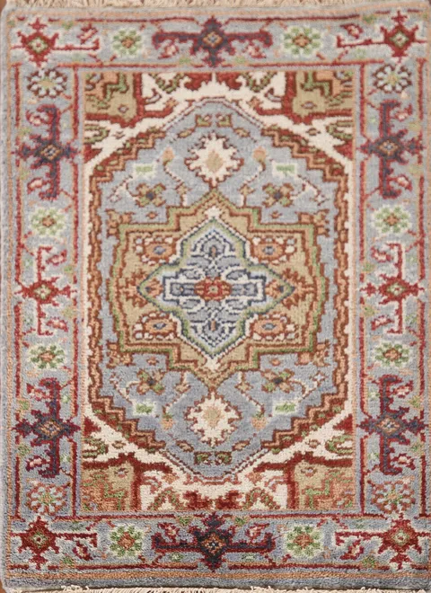 Geometric Heriz Serapi Indian Wool Rug 2x3