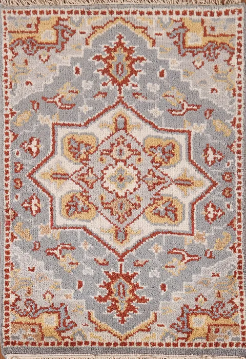 Silver Gray Kazak Indian Rug 2x3