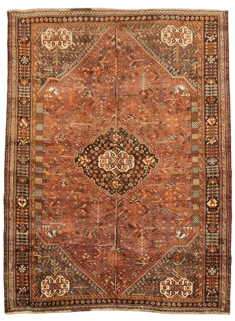 Tribal Vintage Geometric Shiraz Persian Area Rug 7x10