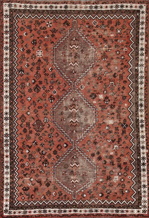 Tribal Qashqai Persian Area Rug 6x9