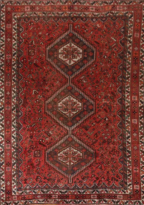 Vintage Shiraz Persian Area Rug 7x10