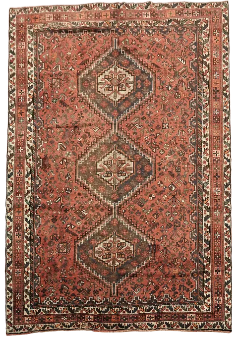 Vintage Shiraz Persian Area Rug 7x10