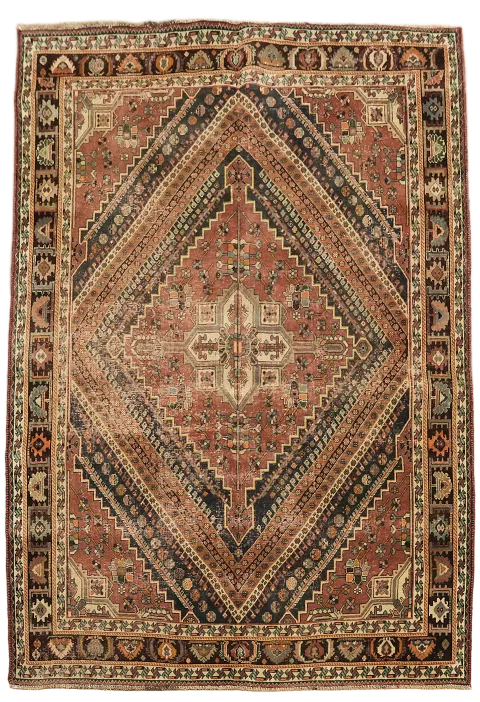 Antique Vegetable Dye Shiraz Persian Area Rug 7x10