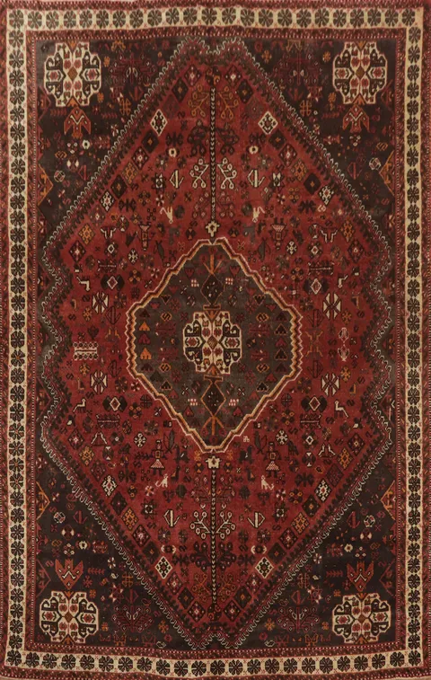 Tribal Wool Shiraz Persian Area Rug 6x9