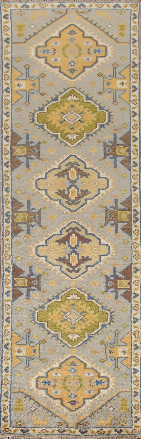 Geometric Heriz Serapi Indian Runner Rug 3x10
