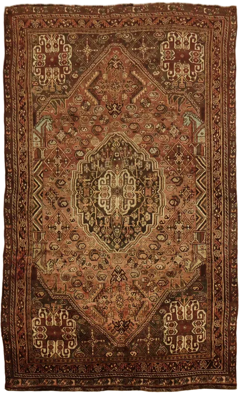 Vintage Tribal Wool Shiraz Persian Area Rug 5x8