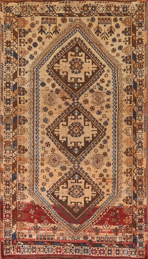 Tribal Geometric Qashqai Persian Area Rug 5x8