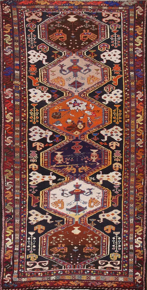 Geometric Ardebil Persian Runner Rug 4x9
