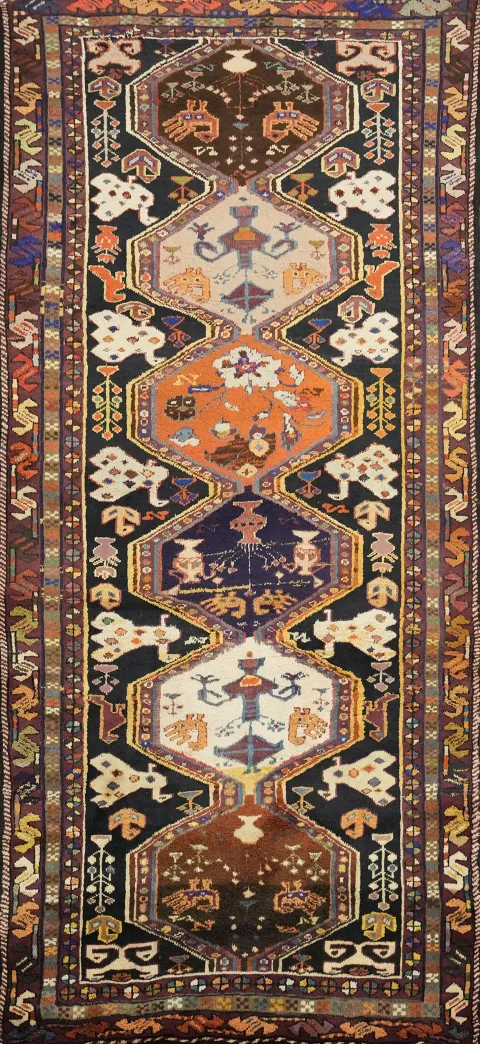 Geometric Ardebil Persian Runner Rug 4x9