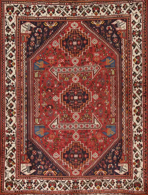 Tribal Geometric Abadeh Persian Rug 5x7