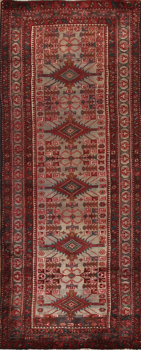 Geometric Heriz Persian Runner Rug 4x11