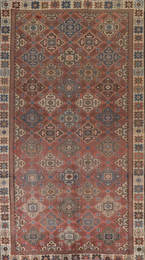Pink Geometric Tabriz Persian Area Rug 5x10