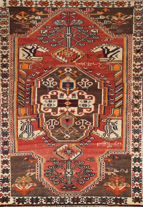 Vintage Wool Shiraz Persian Rug 4x6