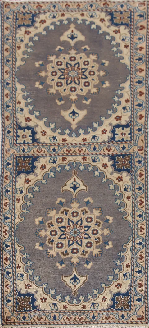 Gray Wool Nain Persian Rug 2x5