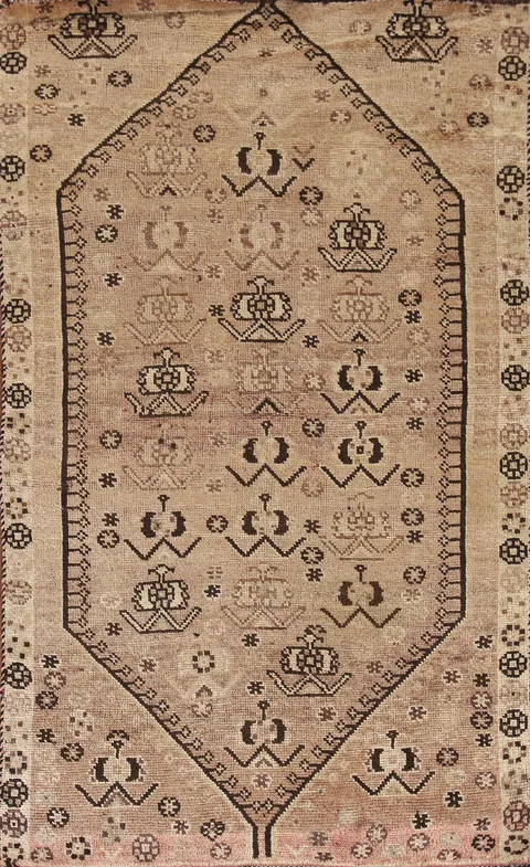Vintage Tribal Qashqai Wool Persian Rug 4x6