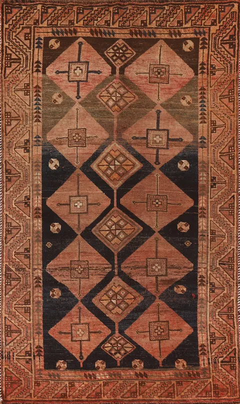 Pre-1900 Antique Vegetable Dye Lori Persian Rug 4x7